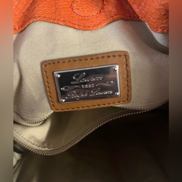 Ralph Lauren Orange Leather Snakeskin Embossed Shopper Tote - Picture 10 of 11